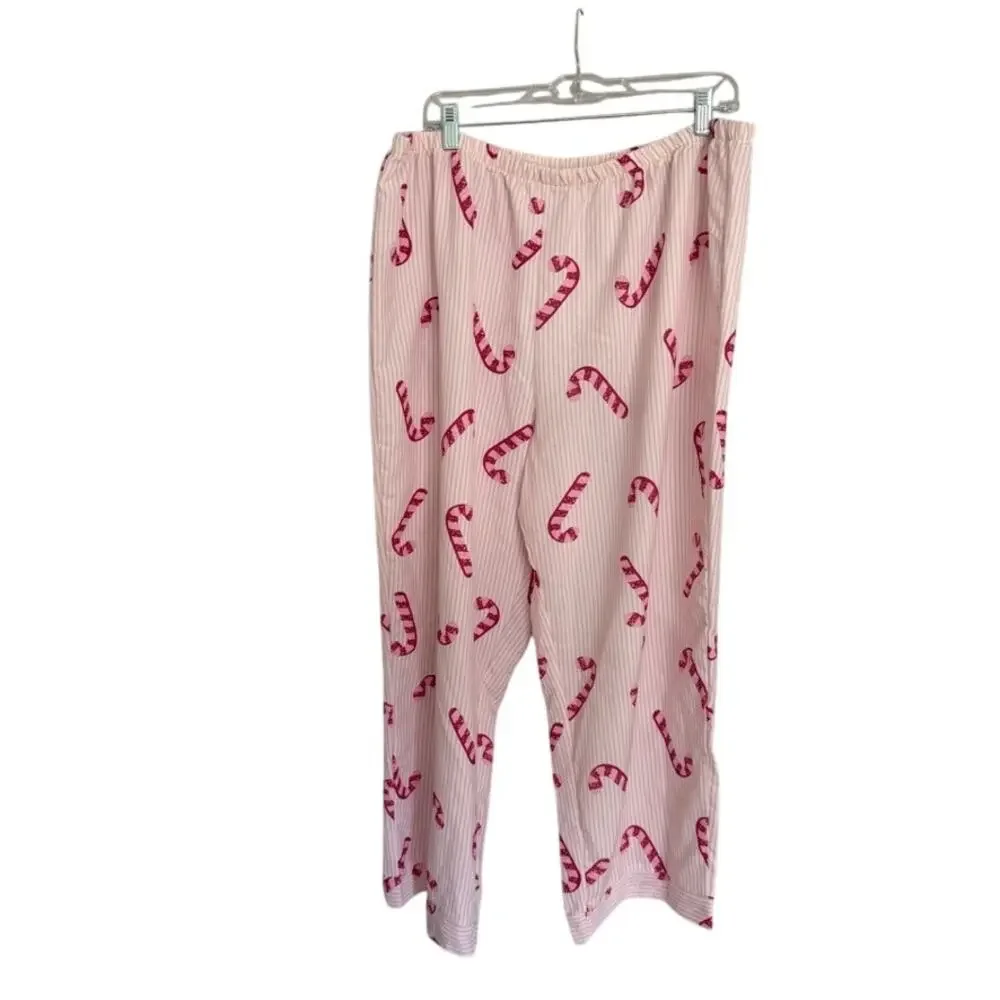Candy Cane Holiday Pajama Set Women’s Size 3X Christmas Print